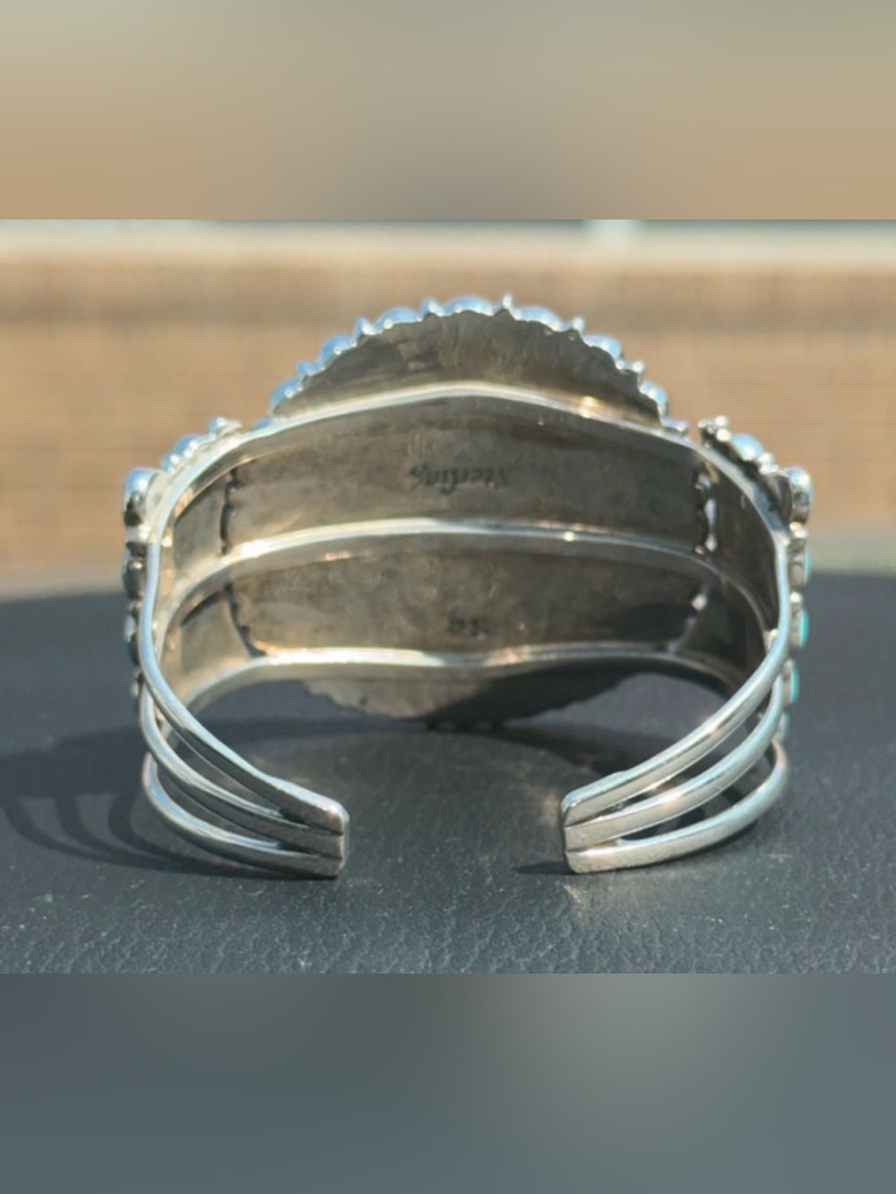 Vintage Native American Turquoise Cluster Cuff Bracelet - Picture 3 of 7